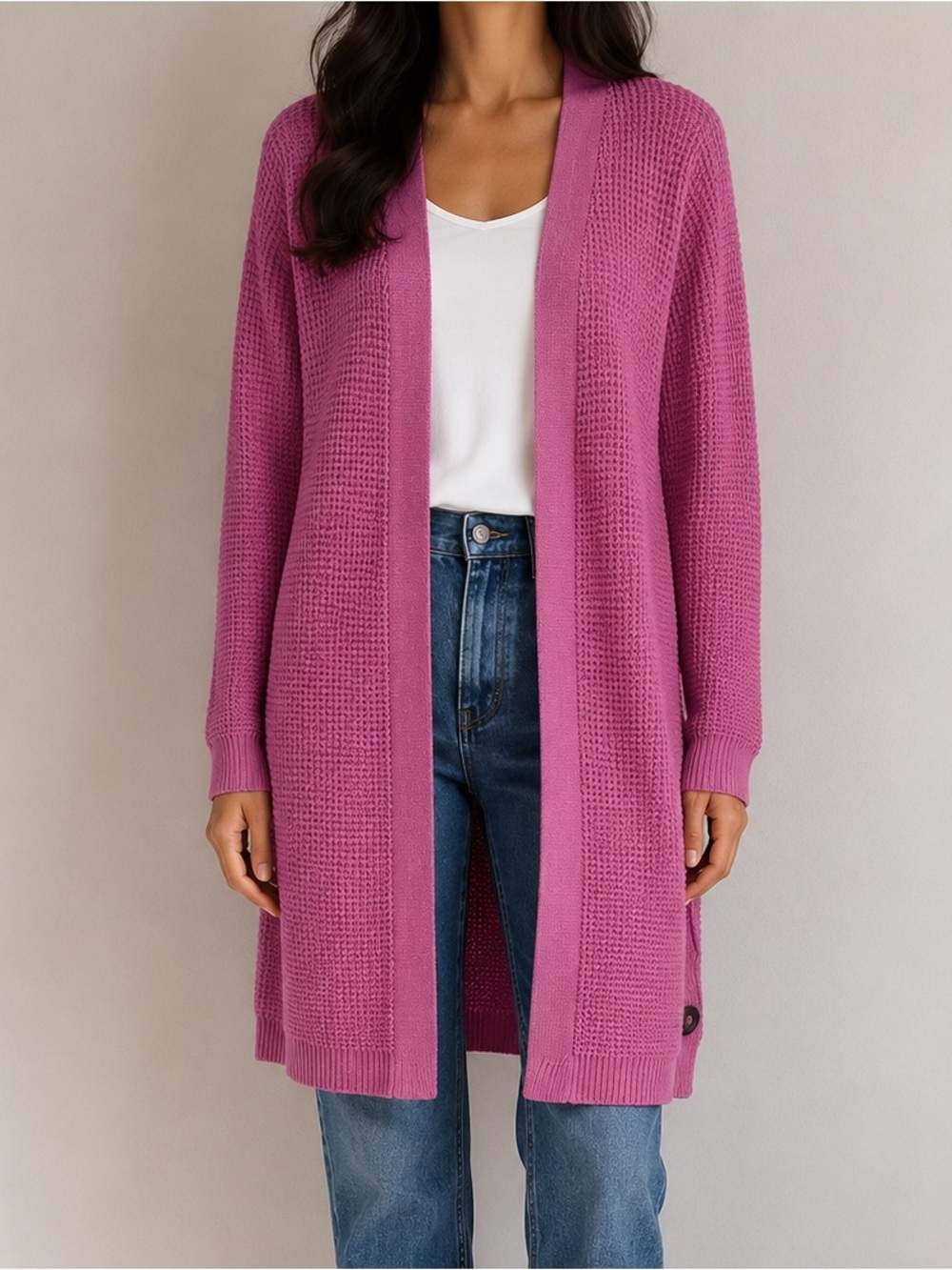 J.Jill Textured Open-Front Duster Cardigan Orchid Pink Size 2X